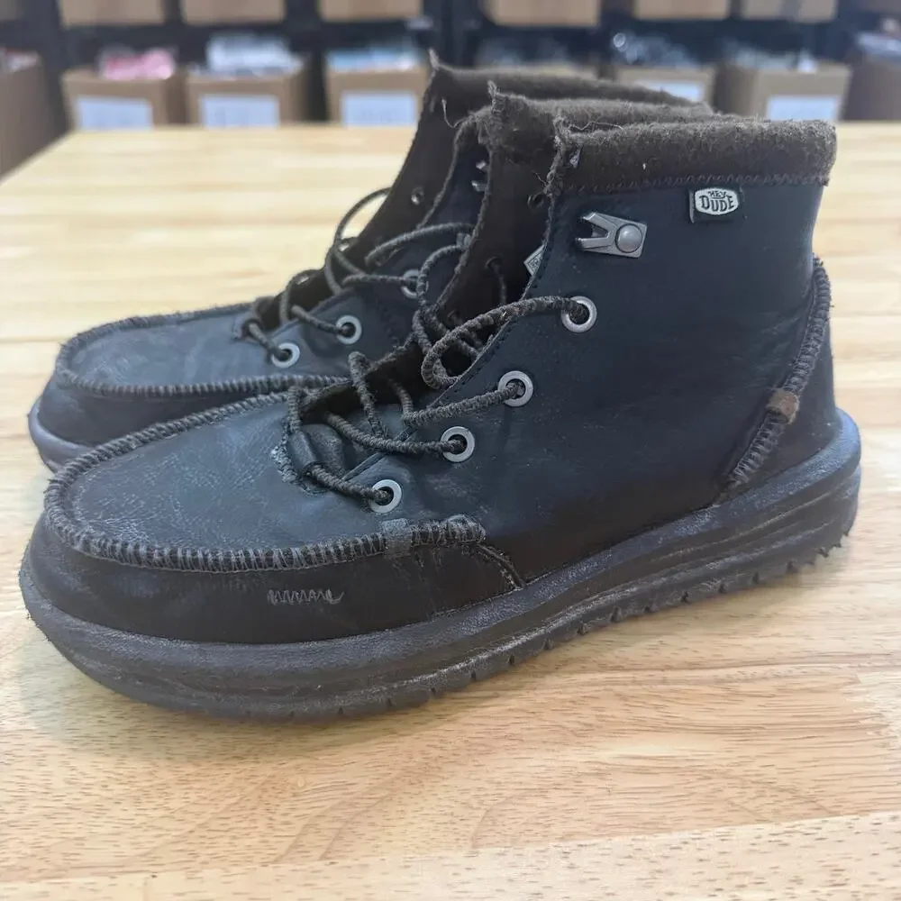Hey Dude Bradley Boot Youth Size 6 Black Comfortable Lace Up